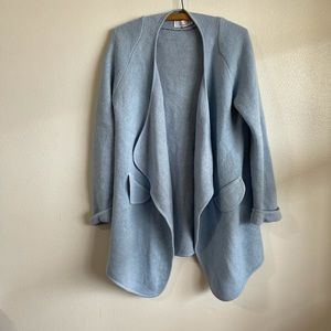 Light dusty blue soft open cardigan jacket blazer